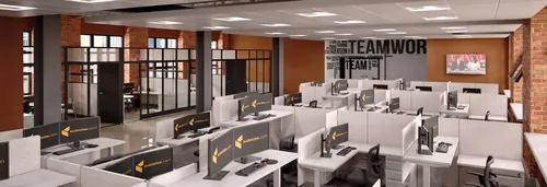 Office Design Solution IC173 - 32 Desks and 4 Partitions 