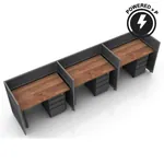  Industrial Office Desk 42H 3pack Fixed Powered