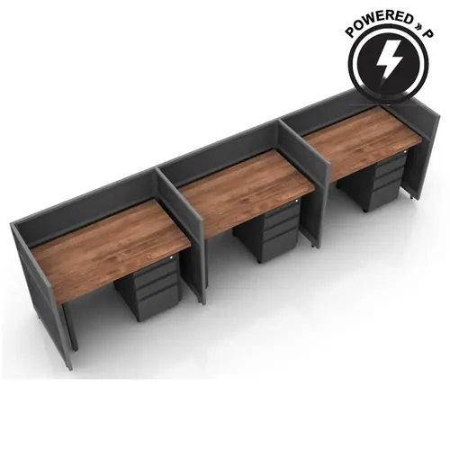  Industrial Office Desk 42H 3pack Fixed Powered