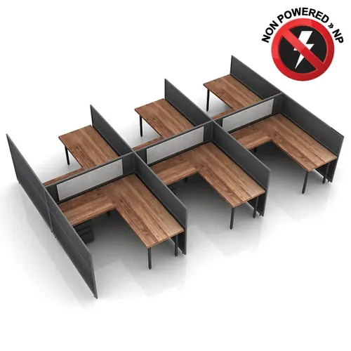  L-Shaped Desk Cubicle 50H 6pack Fixed Non Powered