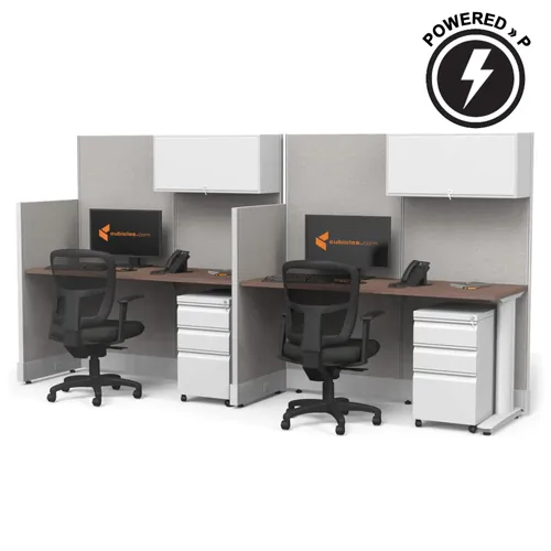  Cubicle Desk Straight with Storage 2pack Powered