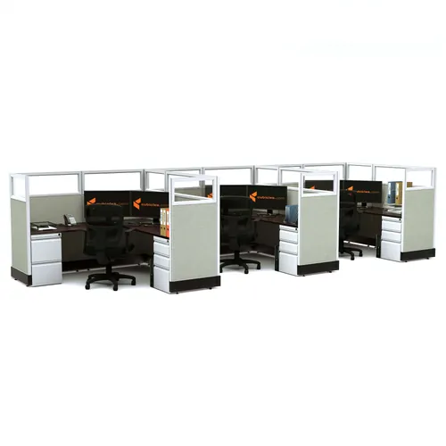  Glass Office Cubicles 53H 3pack Inline Powered