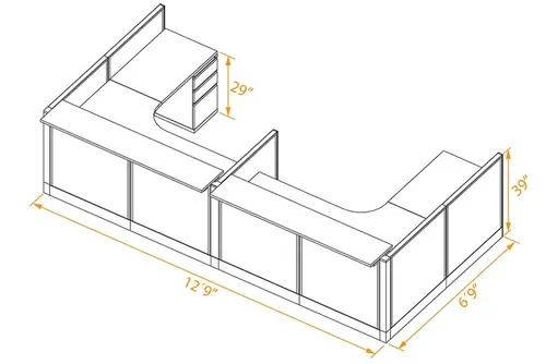  2 Person Reception Desk U Shaped