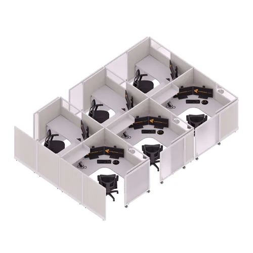  Cubicles with Sliding Doors 53H 6pack Cluster