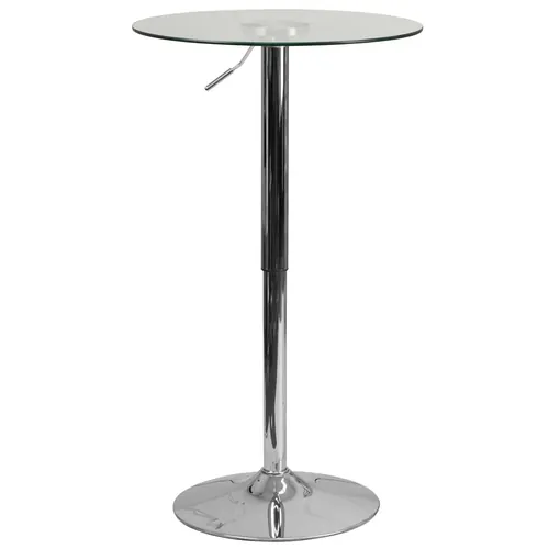 Wilco Height Adjustable Glasstop Small Cafe Table 