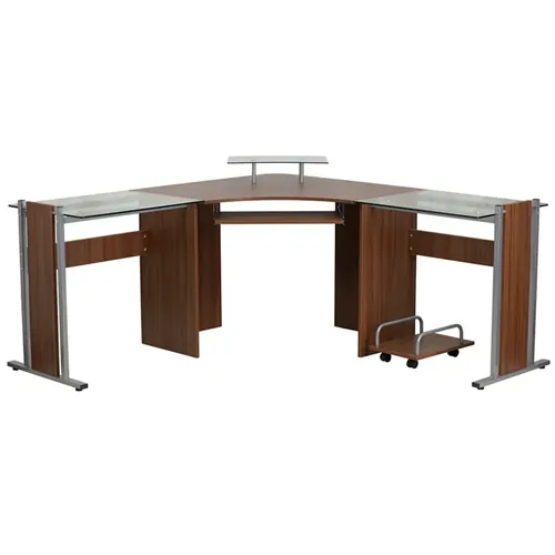 Fleur Wood And Glass Corner Desk 