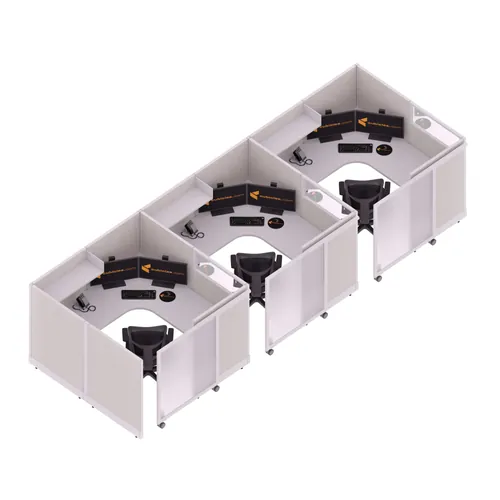  Cubicles with Sliding Doors 53H 3pack Inline