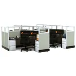  Glass Office Cubicles 53H 4pack Cluster Powered