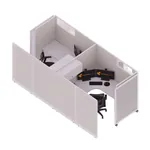  Cubicle with Sliding Door 67H 2pack Cluster