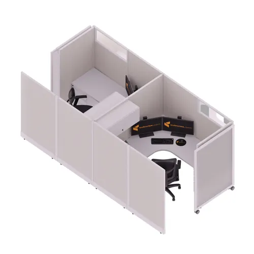  Cubicle with Sliding Door 67H 2pack Cluster