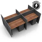  Industrial Office Desk 42H 4pack Fixed Powered