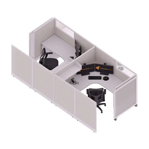  Cubicles with Sliding Doors 53H 2pack Cluster