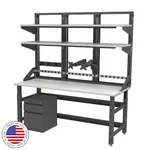  Space Saving Workbench With Elevated Shelving 72W x 30D
