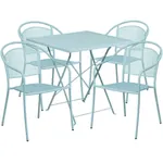 Panini 28 Inch Bistro Table and Chair Set with 4 Chairs Foldable