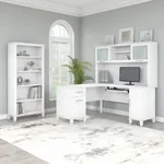  L Shaped Computer Desk With 5 Shelf Bookcase 60W