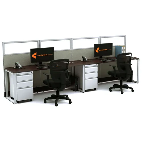 Open Office Desks 53H 2pack Glass Inline Powered
