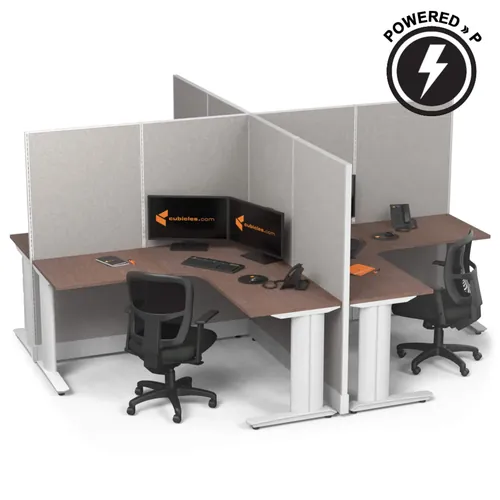  Cubicle Desk L Shaped 4pack X Cluster Powered