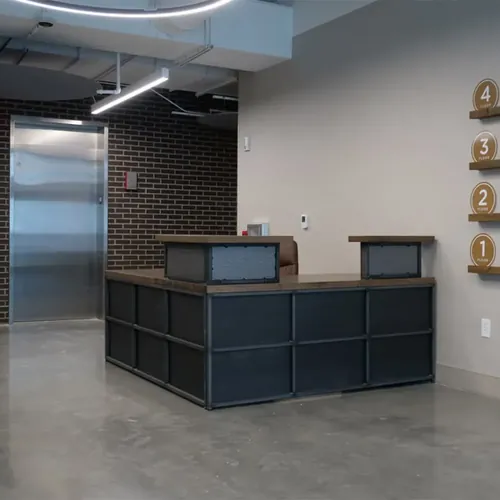  Industrial Reception Desk With Dual Transaction Counter 72W x 78D