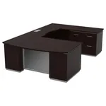 Black Tie U Shaped Executive Desk Four Pedestal