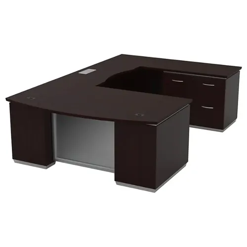 Black Tie U Shaped Executive Desk Four Pedestal