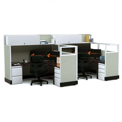  Partial Glass Office Cubicles 53-67H 2pack Inline Powered