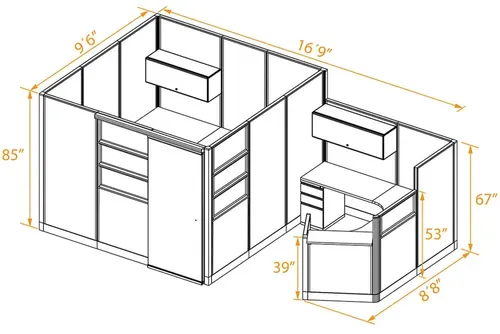  Private Office with Reception Desk Cubicle