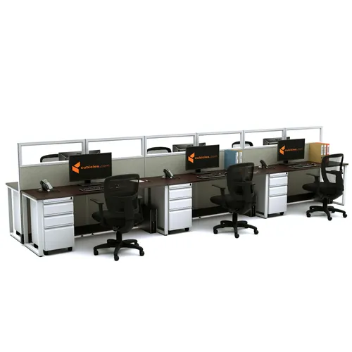  Open Office Desks 53H 6pack Glass Cluster Powered