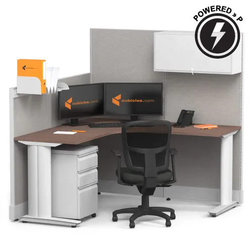  Cubicle Desk L Shaped with Storage 1pack Powered