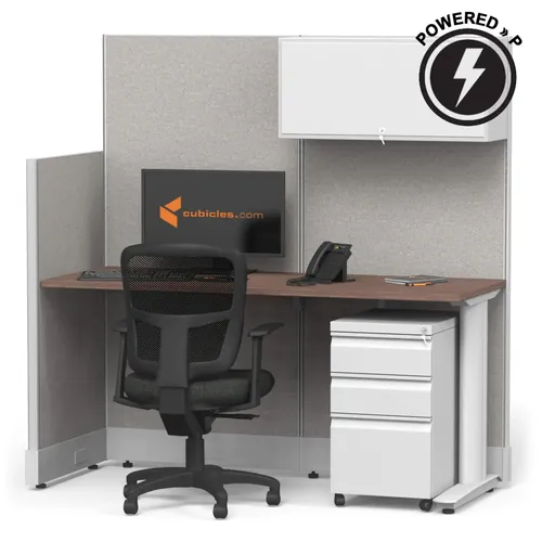  Cubicle Desk Straight with Storage 1pack Powered