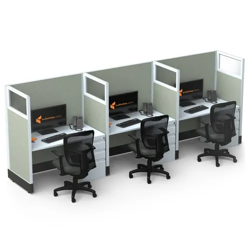  Cubicle Workstations 53H 3pack Inline Powered