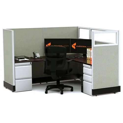  Partial Glass Office Cubicles 53H Single Powered