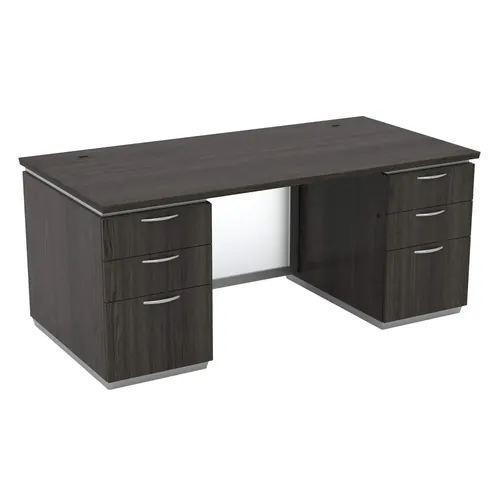 Black Tie Double Pedestal Desk Frosted Glass