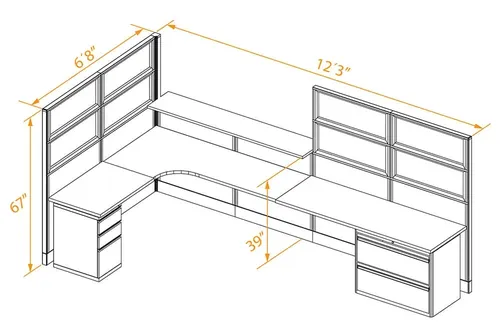  L Shaped Reception Desk Tall Glass Panel Feature