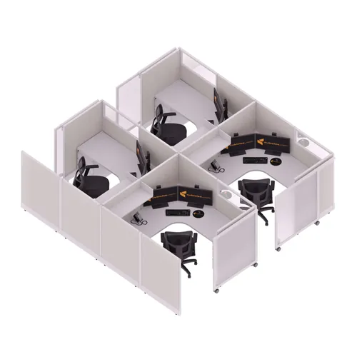  Cubicles with Sliding Doors 53H 4pack Cluster