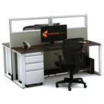  Open Office Desks 53H 2pack Glass Cluster Powered