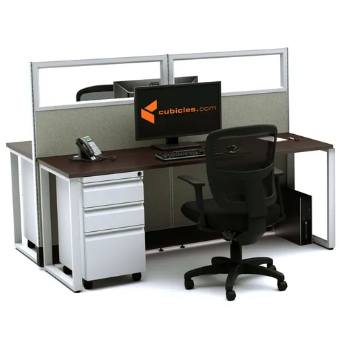  Open Office Desks 53H 2pack Glass Cluster Powered