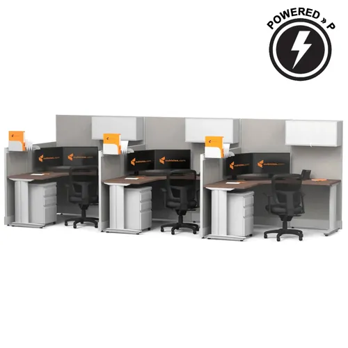  Cubicle Desk L Shaped with Storage 3pack Powered
