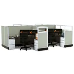  Partial Glass Office Cubicles 53H 4pack Cluster Powered