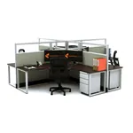  Open Office Desks 53H 4pack X Cluster Glass Powered