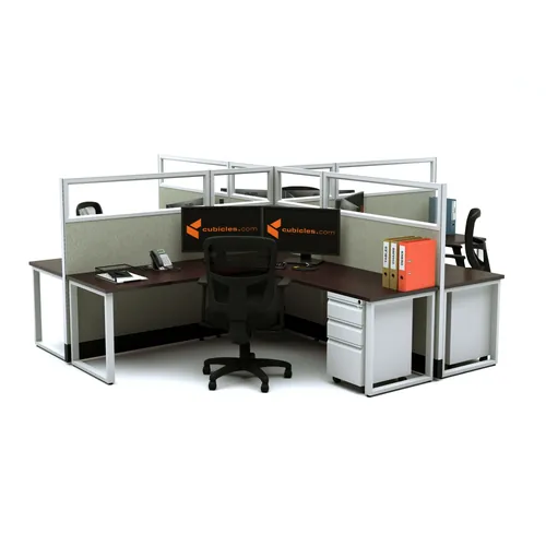  Open Office Desks 53H 4pack X Cluster Glass Powered