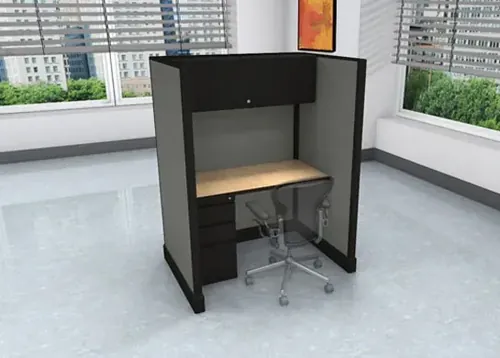 O2 Call Center Cubicles 4x3 67H With Pedestal And Overhead Storage