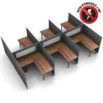  L-Shaped Desk Cubicle 60H 6pack Fixed Non Powered