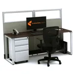  Open Office Desks 53H Single Glass Powered