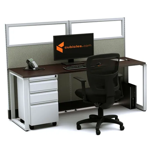  Open Office Desks 53H Single Glass Powered