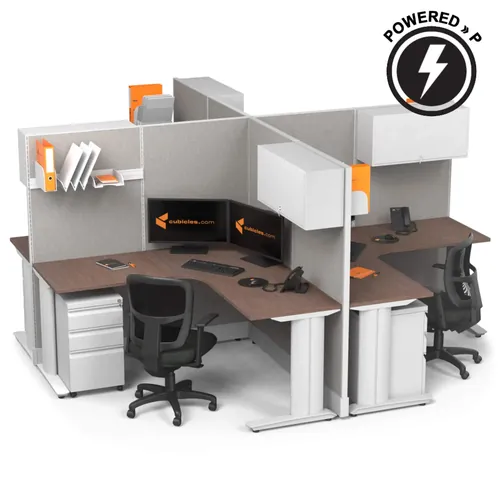  Cubicle Desk L Shaped with Storage 4pack X Cluster P